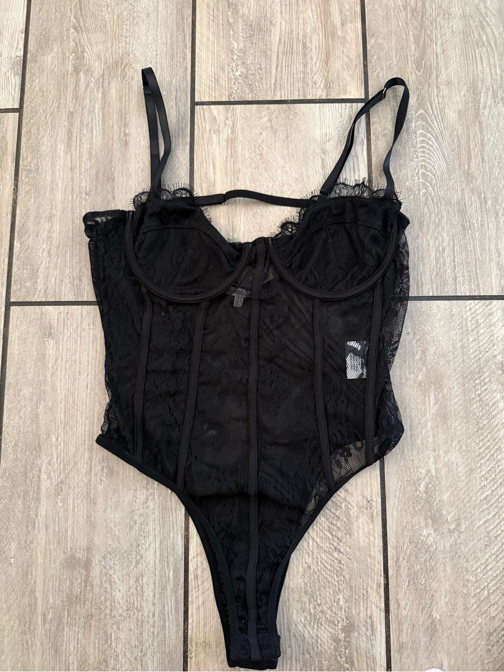 Charlotte Russe Black Lace Underwire Bodysuit
